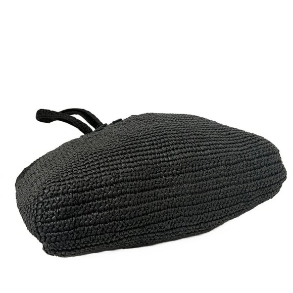 Auth COACH - cal99 Black Straw Shoulder Bag - Picture 3 of 9